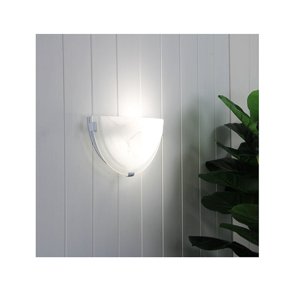 Alabaster Glass Wall Light With White Clips