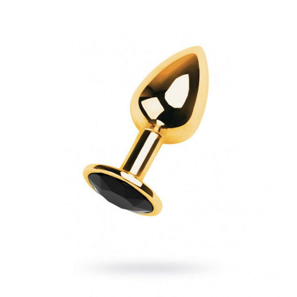 Gold Metal Anal Plug W Black Tourmaline Gem Small