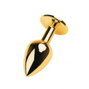 Gold Metal Anal Plug W Black Tourmaline Gem Small