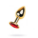 Gold Metal Anal Plug W Red Ruby Gem Small