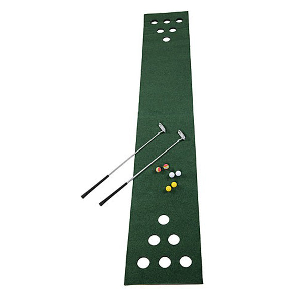 Golf Putting Matt Pong Game Toy Set Green With 2 Putters 6 Balls