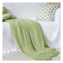 Green Acrylic Knitted Throw Blanket