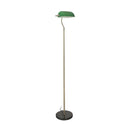Green Banker Antique Brass Floor Lamp