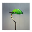 Green Banker Antique Brass Floor Lamp