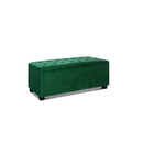 Green Velvet Footstool Rest Chest Couch Storage Ottoman Blanket Box