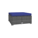 Grey 6 Piece Garden Lounge Set With Dark Blue Cushions Poly Rattan