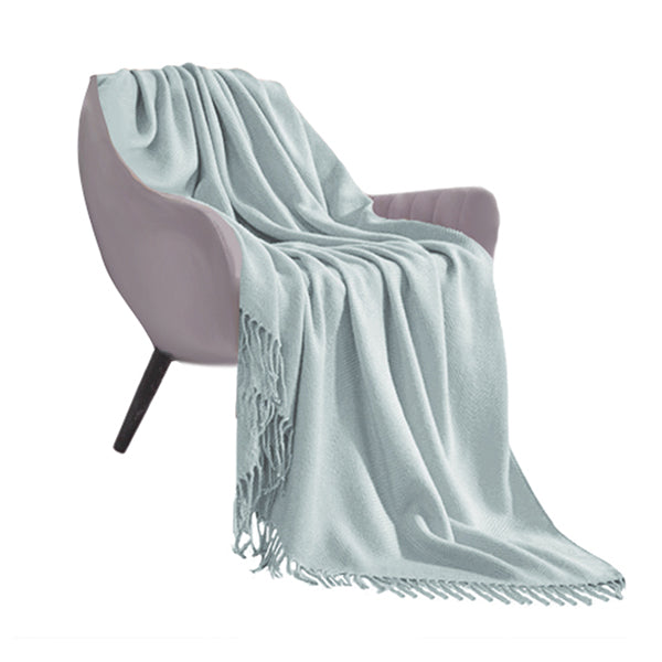 Grey Acrylic Knitted Throw Blanket