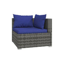 Grey Garden Lounge Set Poly Rattan 4 Piece With Dark Blue Cushions