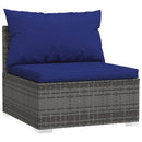 Grey Garden Lounge Set Poly Rattan 4 Piece With Dark Blue Cushions