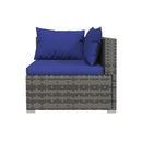 Grey Garden Lounge Set Poly Rattan 5 Piece With Dark Blue Cushions