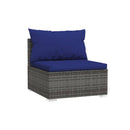 Grey Garden Lounge Set Poly Rattan 5 Piece With Dark Blue Cushions