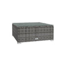 Grey Garden Lounge Set Poly Rattan 5 Piece With Dark Blue Cushions