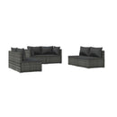 Grey Outdoor Patio Lounge With Cushions Poly Rattan