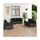 Grey Outdoor Patio Lounge With Cushions Poly Rattan