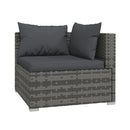 Grey Outdoor Patio Lounge With Cushions Poly Rattan