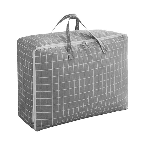 Grey Plaid Extra Large Storage Luggage Bag