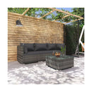 Grey Poly Rattan 4 Piece Garden Lounge Set With Cushions