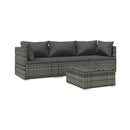 Grey Poly Rattan 4 Piece Garden Lounge Set With Cushions
