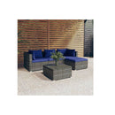 Grey Poly Rattan Garden Lounge Set 5 Piece With Cushions