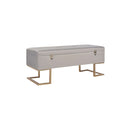 Grey Velvet Bench With Storage Compartment