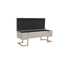 Grey Velvet Bench With Storage Compartment
