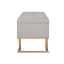 Grey Velvet Bench With Storage Compartment