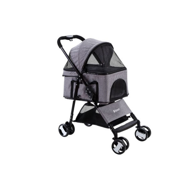 Grey Pet Stroller Dog Carrier Foldable Pram 3 IN 1 Middle Size