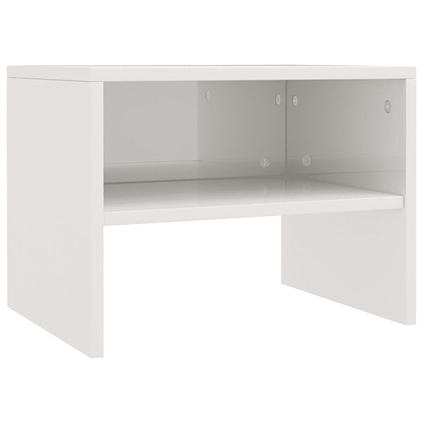 High Gloss White Chipboard Bedside Cabinets 2 Pieces