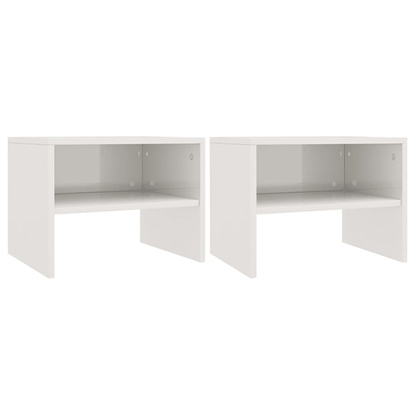 High Gloss White Chipboard Bedside Cabinets 2 Pieces