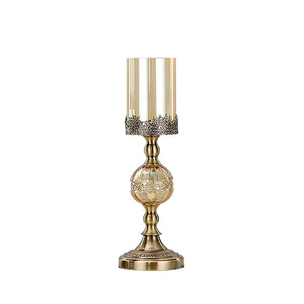 Soga 42Cm Glass Candle Holder Candle Stand Glass Metal With Candle