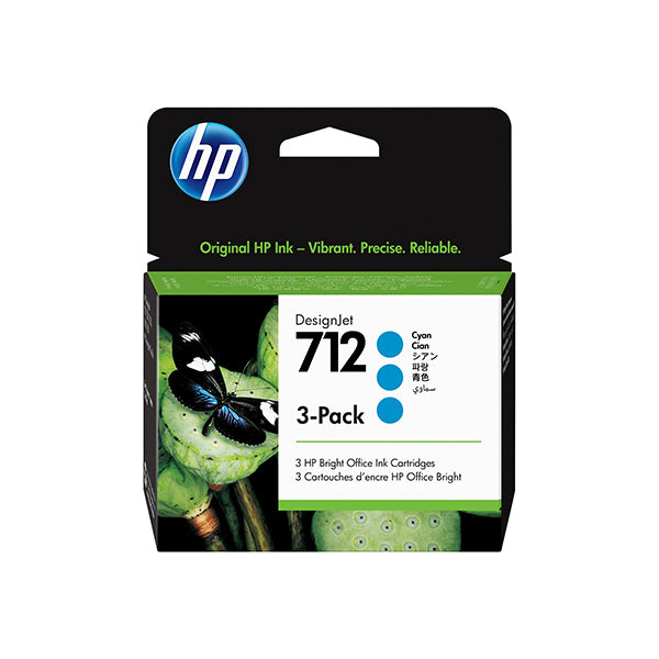 HP 712 3 Pack Cyan DesignJet Ink Cartridge