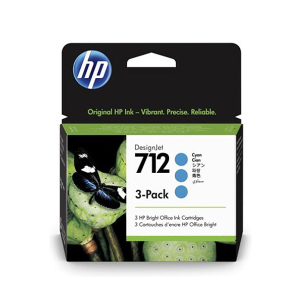 HP 712 3 Pack 29Ml Cyan Designjet Ink Cartridge