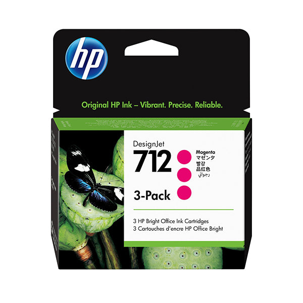 HP 712 3 Pack 29Ml Magenta Designjet Ink Cartridge Studio