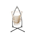 Hammock Chair With Steel Stand Tassel Hanging Rope