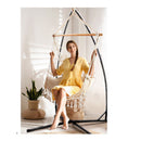 Hammock Chair With Steel Stand Tassel Hanging Rope