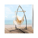 Hammock Chair With Steel Stand Tassel Hanging Rope