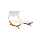 Hammock With Canopy 165 X 203 X 126 Cm Solid Bent Wood Cream