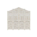 Hand Carved 4 Panel Room Divider White 160 X 165 Cm