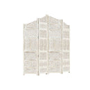 Hand Carved 4 Panel Room Divider White 160 X 165 Cm