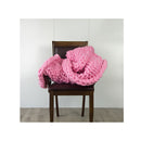 Hand Knitted Chunky Blanket Thick Acrylic Yarn Home Decor Rug Pink