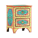 Hand Painted Bedside Cabinet 40 X 30 X 50 Cm Solid Mango Wood