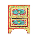 Hand Painted Bedside Cabinet 40 X 30 X 50 Cm Solid Mango Wood