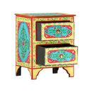 Hand Painted Bedside Cabinet 40 X 30 X 50 Cm Solid Mango Wood