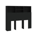 Headboard Cabinet Black Engineered Wood