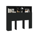 Headboard Cabinet Black Engineered Wood