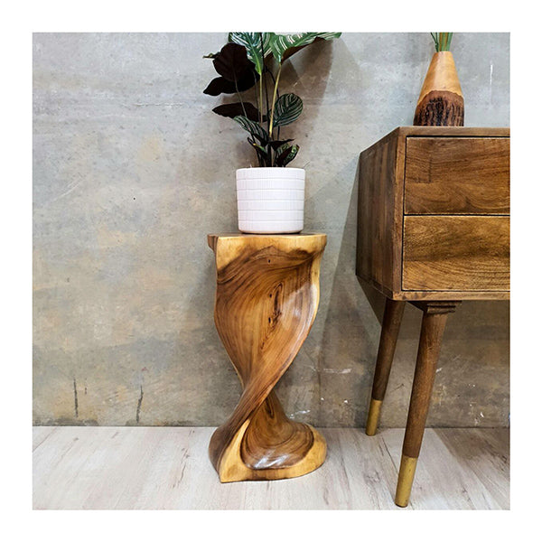 Heart Shape Twisted Stool Raintree Wood Side Table
