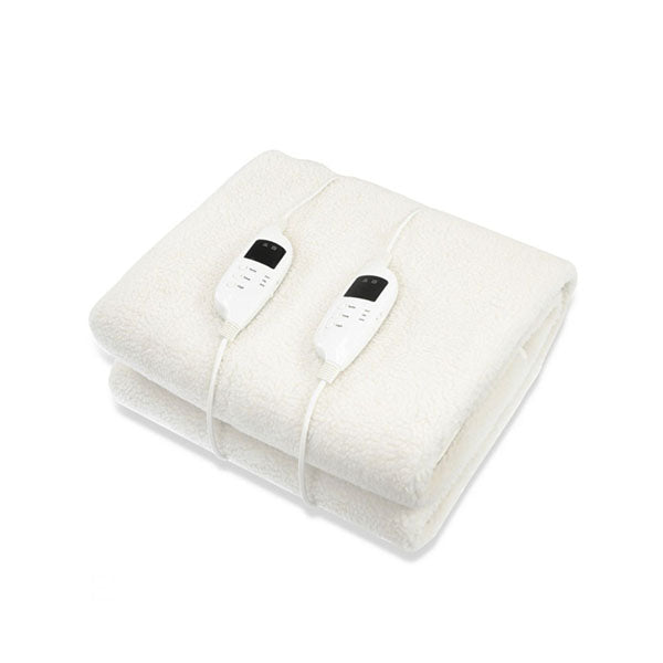 Heated Electric Blanket Double Size Polyester Winter Throw White