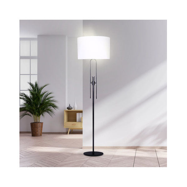 Height Adjustable Metal Floor Lamp Matte Black