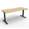 Height Adjustable Single Sided Workstation Natural Oak And Black