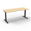Height Adjustable Single Sided Workstation Natural Oak And Black
